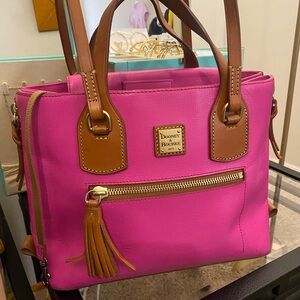 Dooney & Bourke Fuchsia Tote with Tan Accents